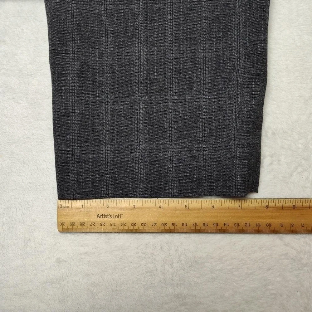 Ballin Pants Mens 38x32 Gray Plaid Dress Slim Tapered Microfiber Flat Stretch‎